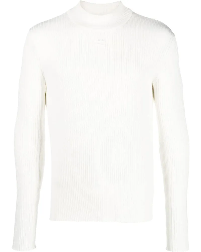 Courrèges Gerippter Pullover mit Logo-Patch - Weiß Weiß