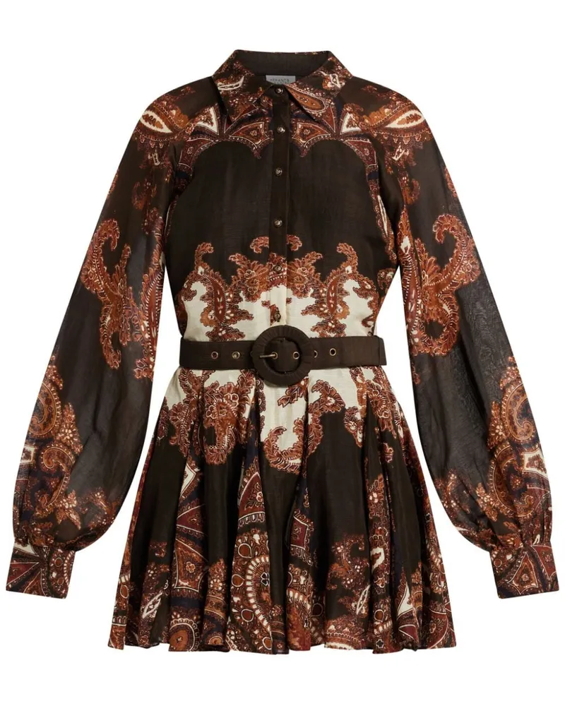 Hemant & Nandita Minikleid mit Paisley-Print - Braun Braun