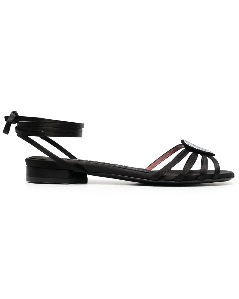 Les Petits Joueurs Sandalen mit Kristallen Schwarz