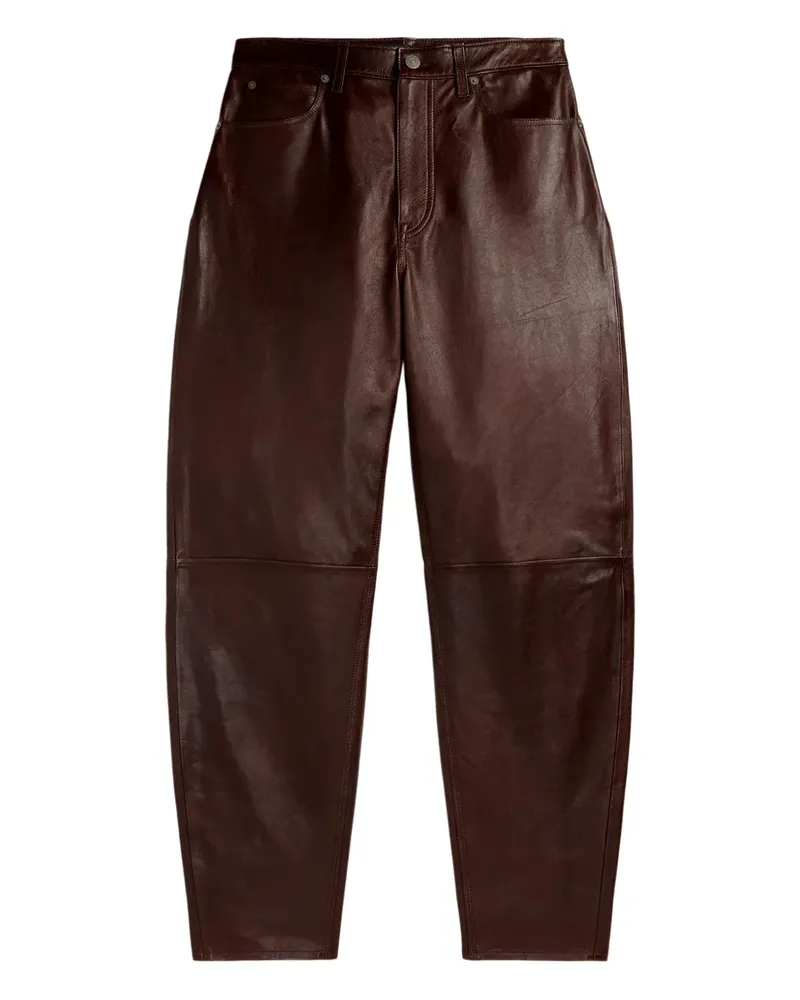 Ralph Lauren Lederhose mit hohem Bund - Braun Braun