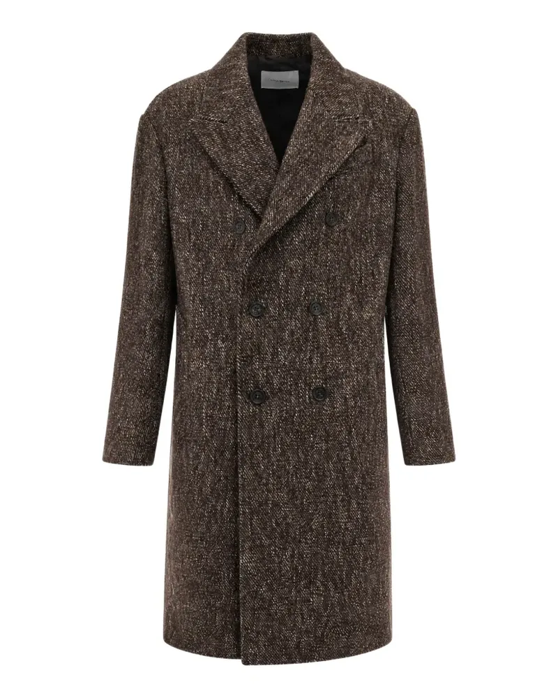 Paolo Pecora Milano double-breasted tweed coat - Braun Braun