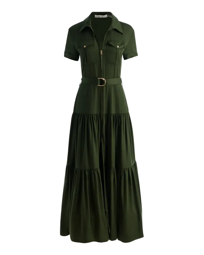 Alice + Olivia Gestuftes Lucy Utility-Maxi-Hemdkleid - Grün Grün