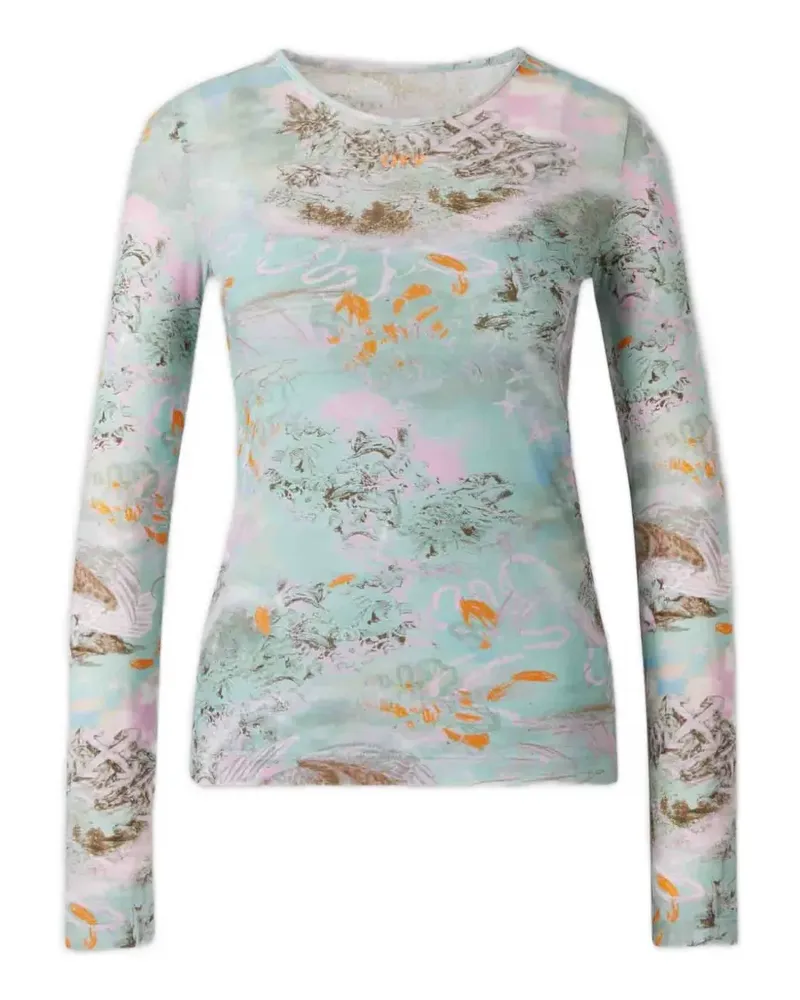 OFF-WHITE Langarmshirt mit Blumen-Print - Blau Blau