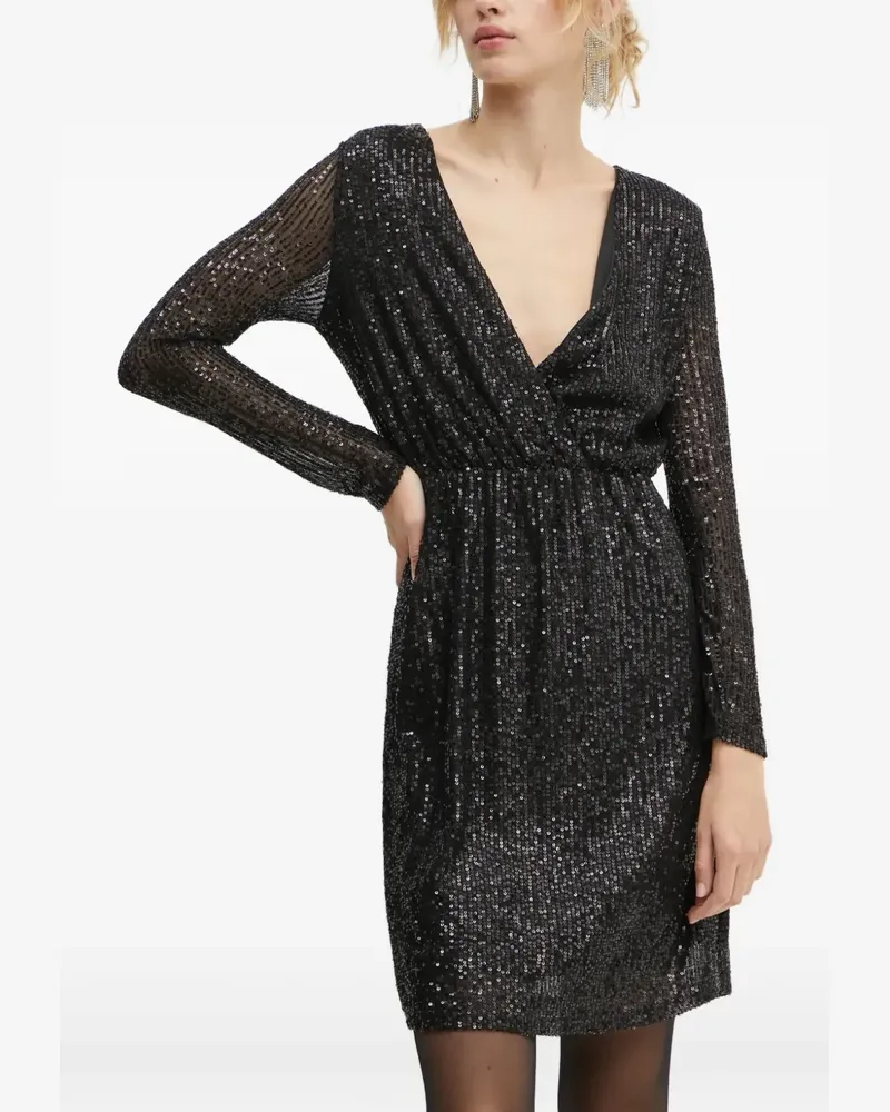 Morgan sequin-embellished wrap mini dress - Schwarz Schwarz