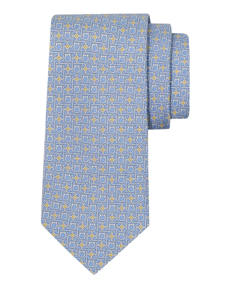 Ferragamo Seidenkrawatte mit Rautenmuster - Blau Blau
