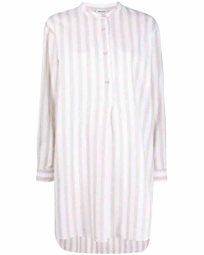 Woolrich Gestreiftes Hemd mit langem Schnitt - Nude Nude