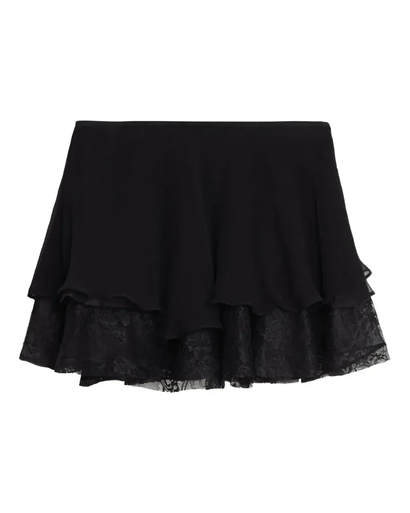 Amir Slama Gestufter Spitzenrock - Schwarz Schwarz