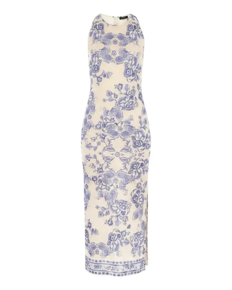 Liu Jo foulard-print lurex-knit dress - Nude Nude