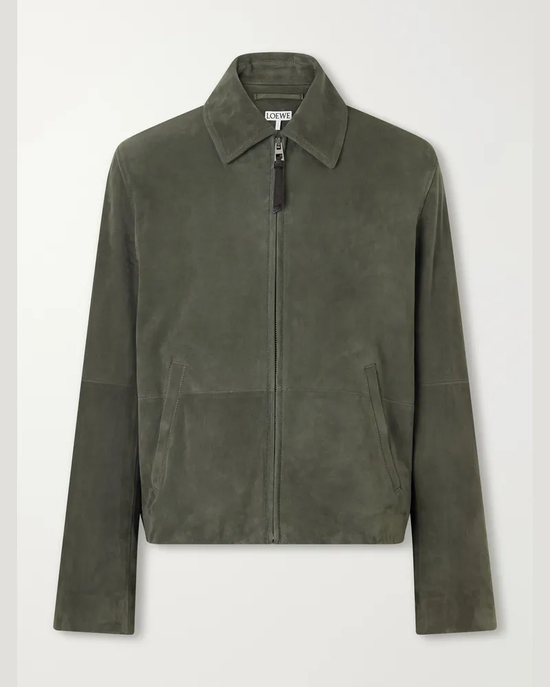 Loewe Suede Jacket Green