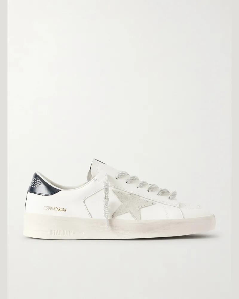 Golden Goose Stardan Suede-Trimmed Leather Sneakers White
