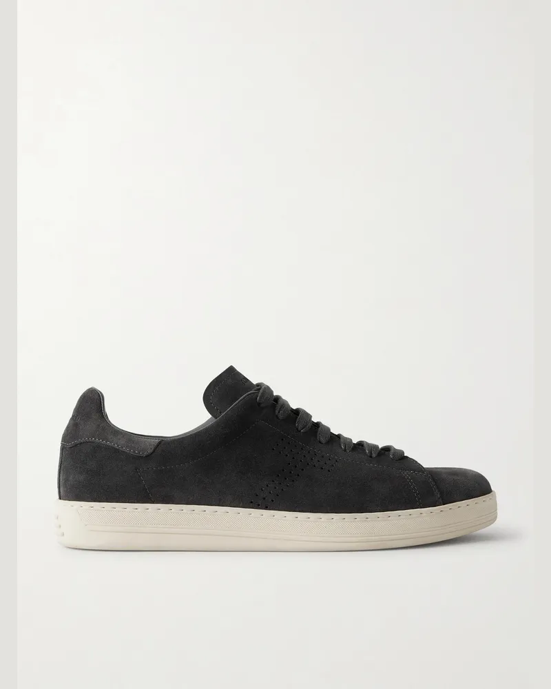 Tom Ford Warwick Perforated Suede Sneakers Gray