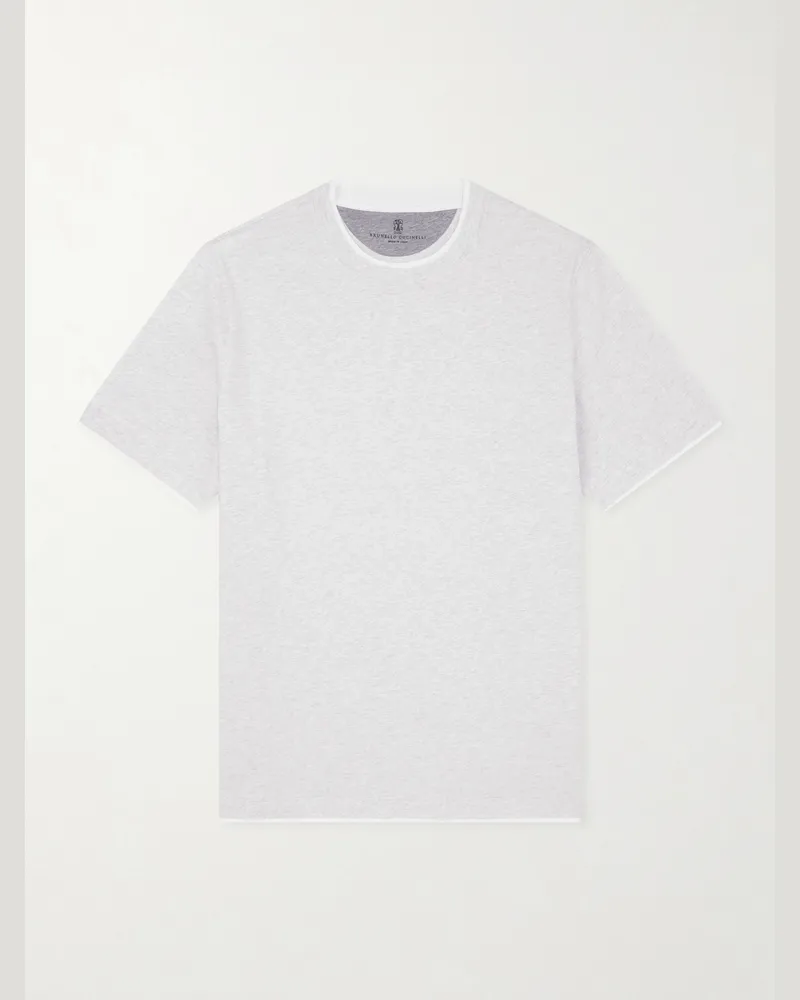 Brunello Cucinelli Layered Cotton-Jersey T-Shirt Gray