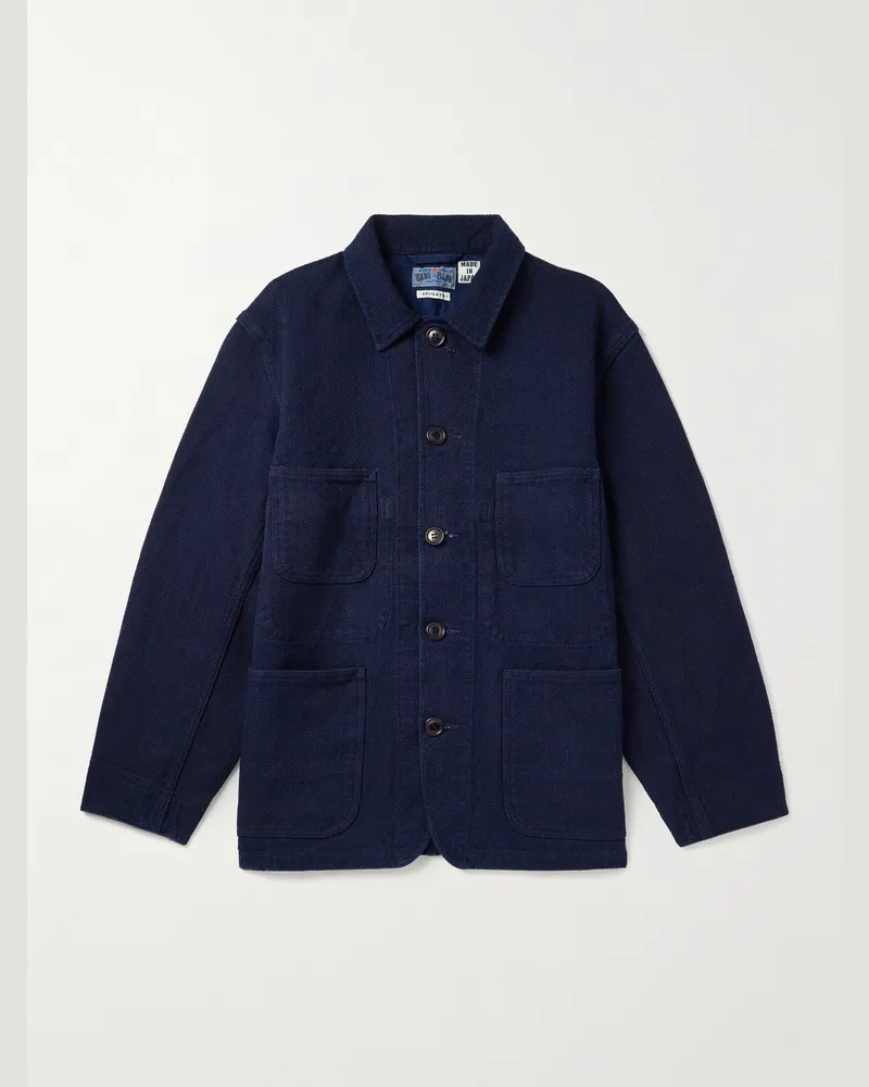 Blue Blue Japan Jacke aus Baumwolle in Sashiko-Optik Blau