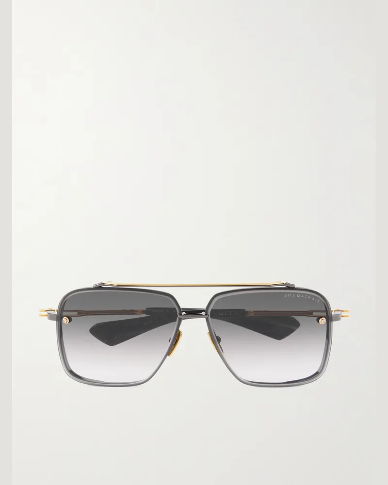 DITA Mach-Six Pilotensonnenbrille aus Rhodium mit goldfarbenen Details Gold