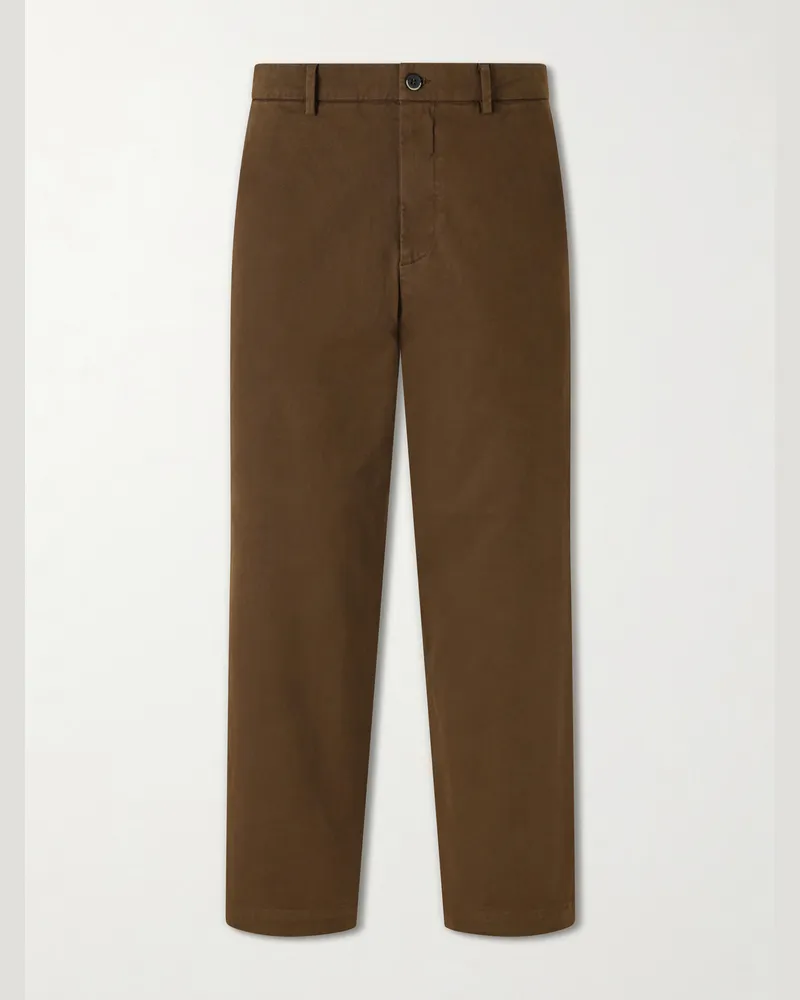 BARENA Straight-Leg Cotton-Blend Gabardine Trousers Brown