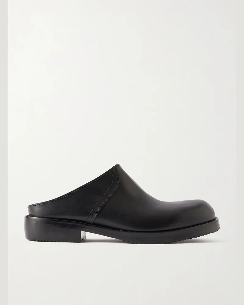 Dries van Noten Slippers aus Leder Schwarz