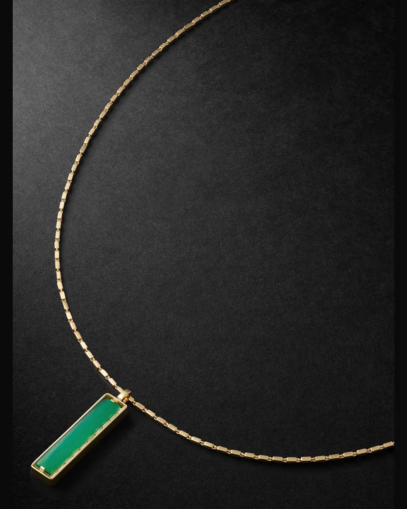 Suzanne Kalan 18-Karat Gold, Chalcedony and Diamond Necklace Green