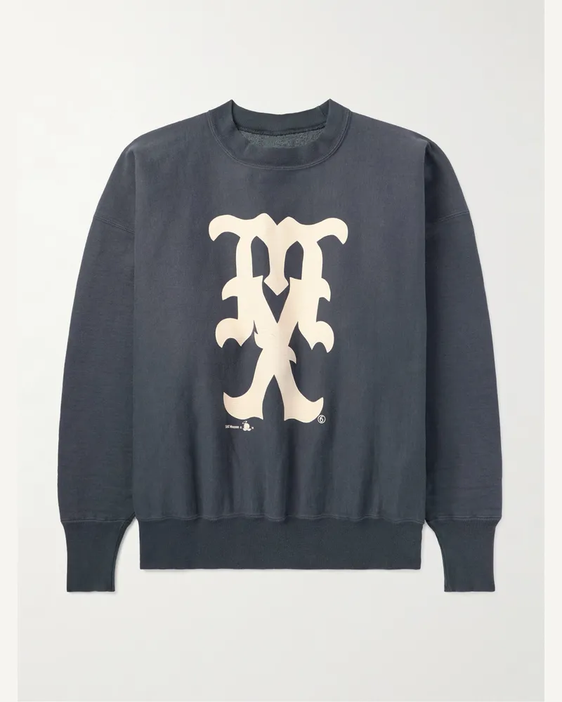 SAINT MXXXXXX Logo-Print Cotton-Blend Jersey Sweatshirt Blue