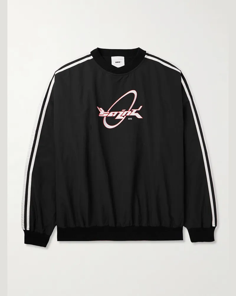 SAINT MXXXXXX Sweatshirt aus Shell mit Logostickerei und Streifen Schwarz