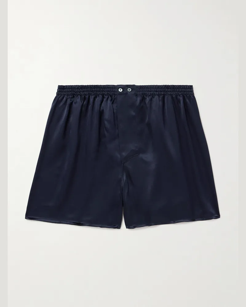 Zimmerli Silk-Satin Boxer Shorts Blue