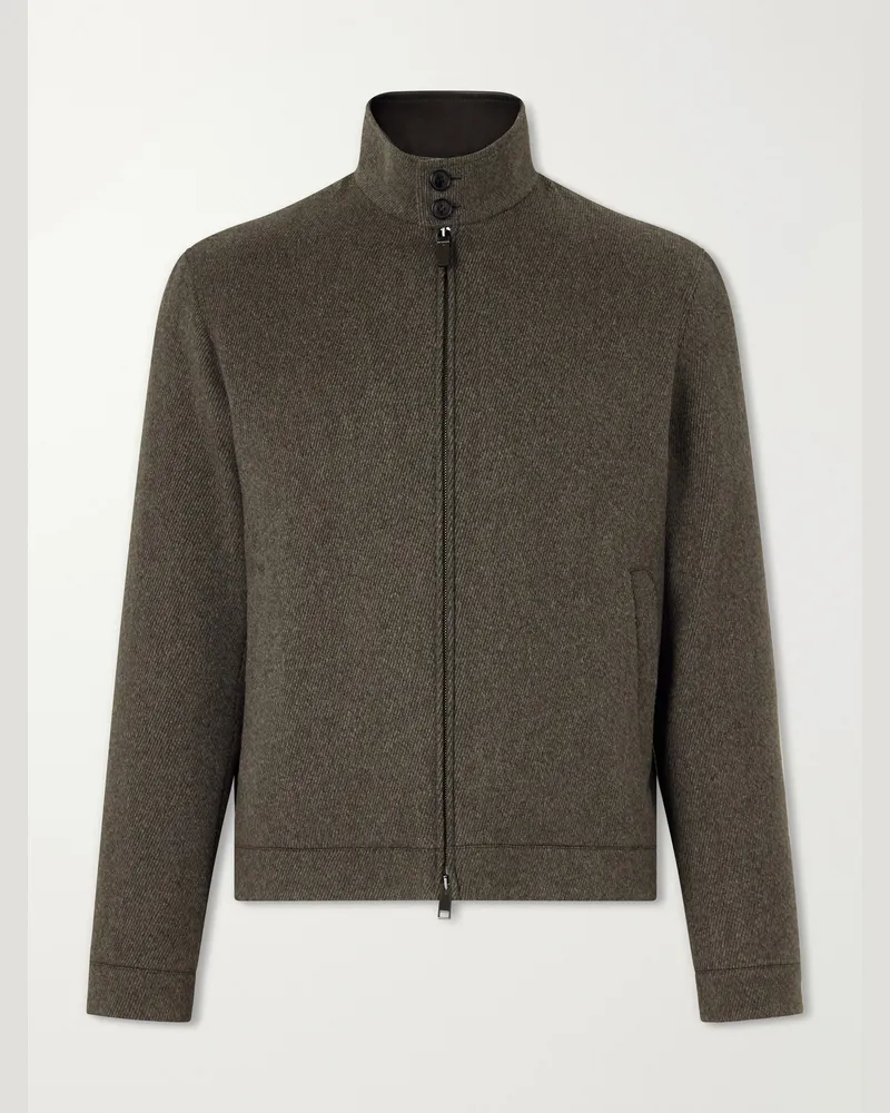 Ermenegildo Zegna Wool and Cashmere-Blend Blouson Jacket Green