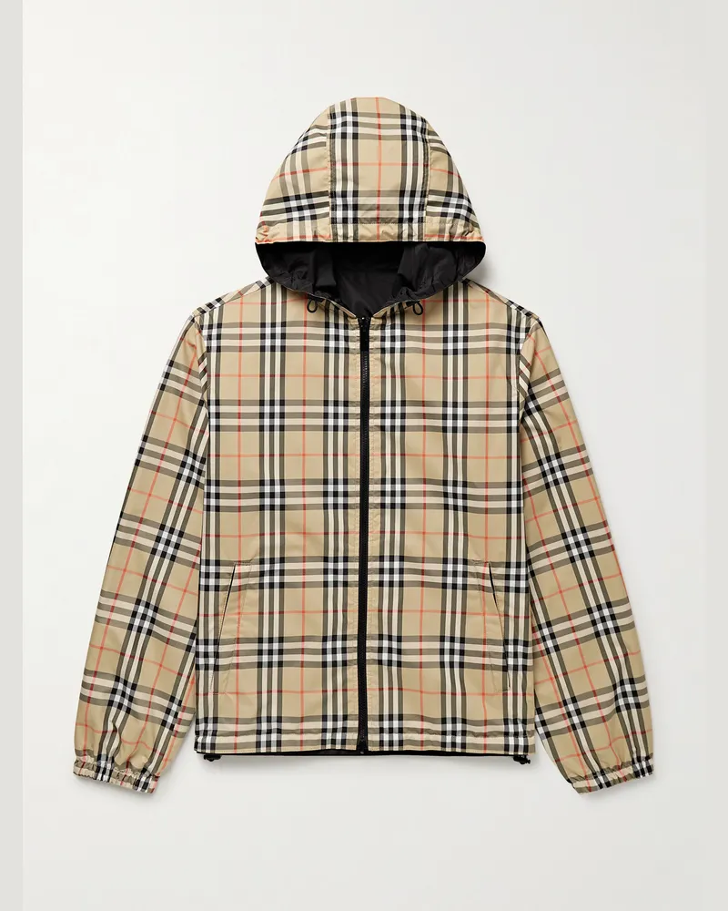 Burberry Wendbare Kapuzenjacke aus kariertem Shell Neutral