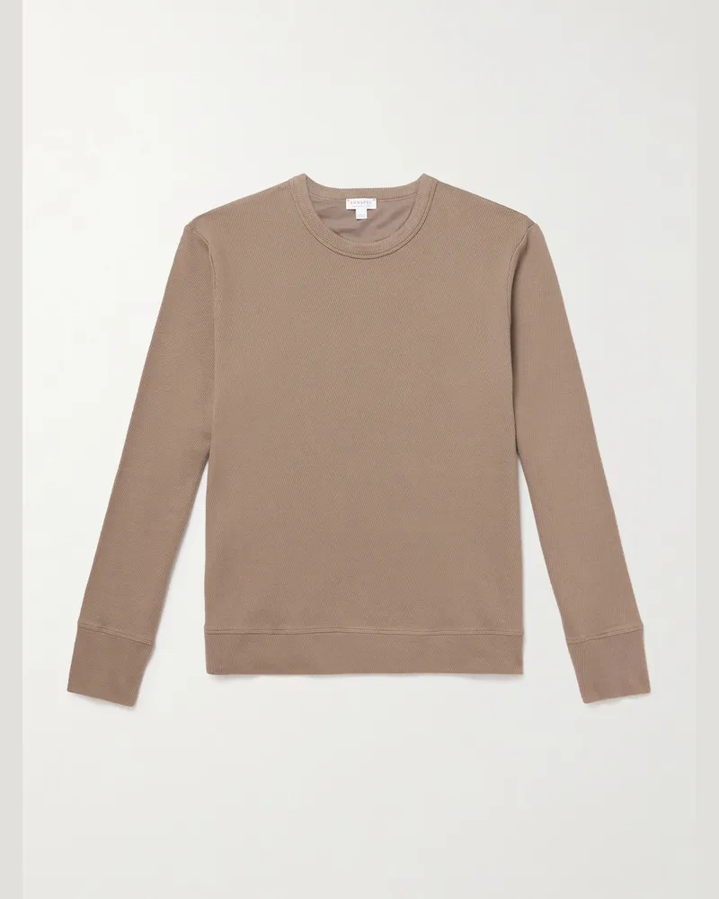 Sunspel Knitted Cotton T-Shirt Brown