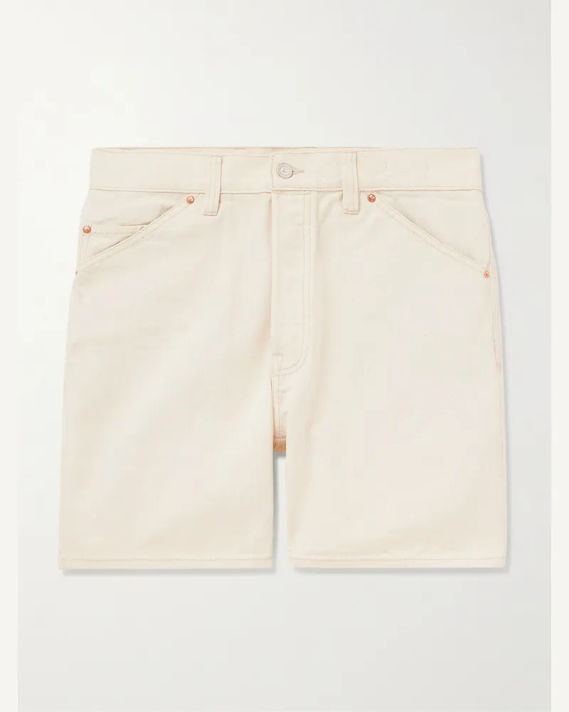 Drake's Gerade geschnittene Shorts aus Baumwoll-Twill mit Falten Neutral