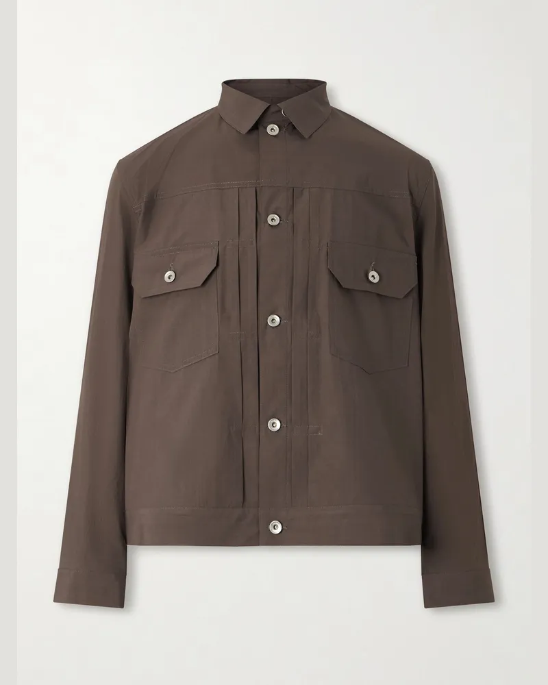 Sacai Cotton-Poplin Jacket Brown