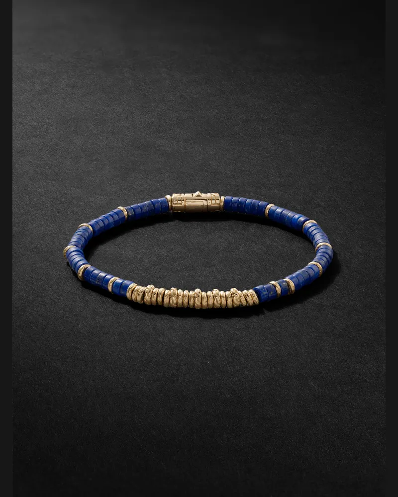 John Hardy Gold Lapis Lazuli Heishi Beaded Bracelet Blue