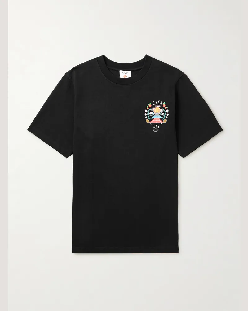 Casablanca Paris Casa Way Mountain T-Shirt aus Biobaumwoll-Jersey mit Print Schwarz