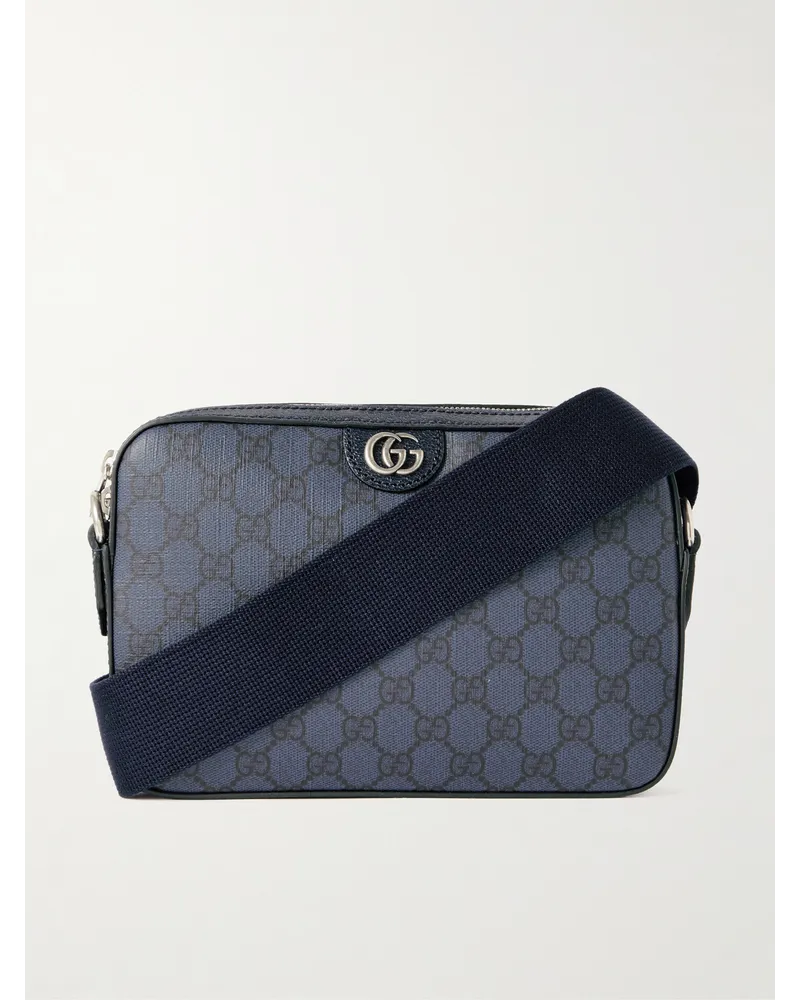 Gucci Ophidia Umhängetasche aus beschichtetem Canvas mit Logomuster und Lederbesatz Blau