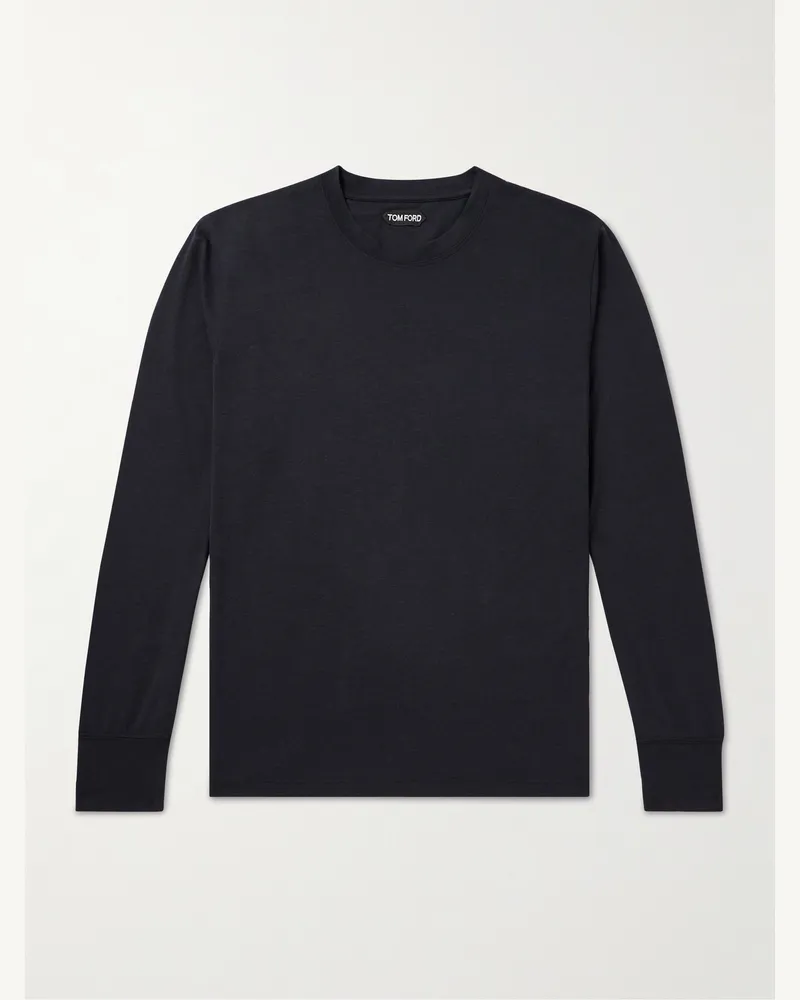 Tom Ford Schmal geschnittenes Oberteil aus Jersey aus einer Lyocell-Baumwollmischung Schwarz