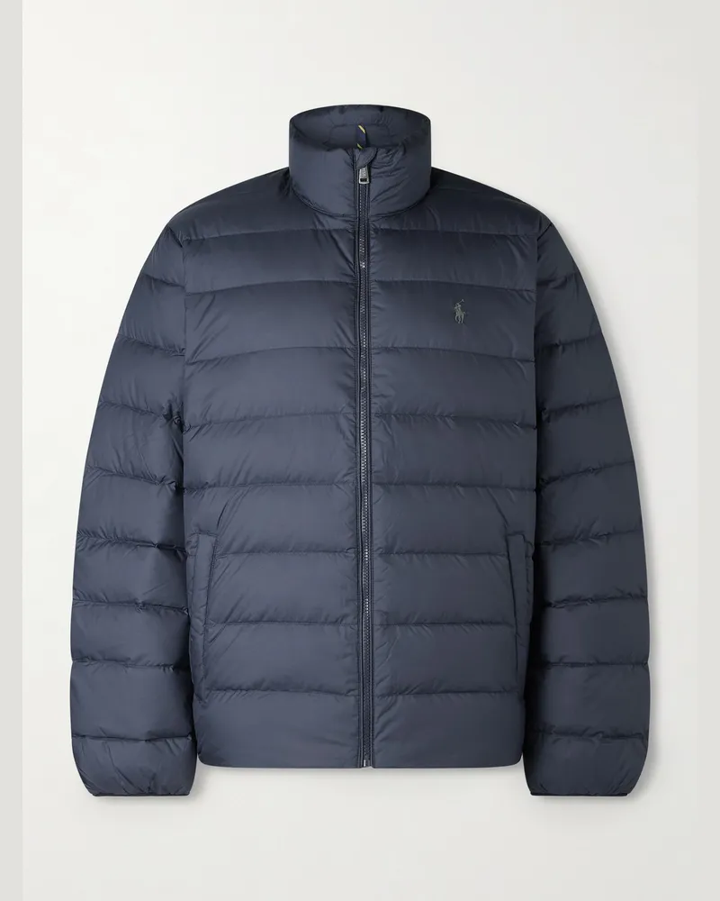 Ralph Lauren Daunenjacke aus gestepptem Shell mit Logostickerei Blau