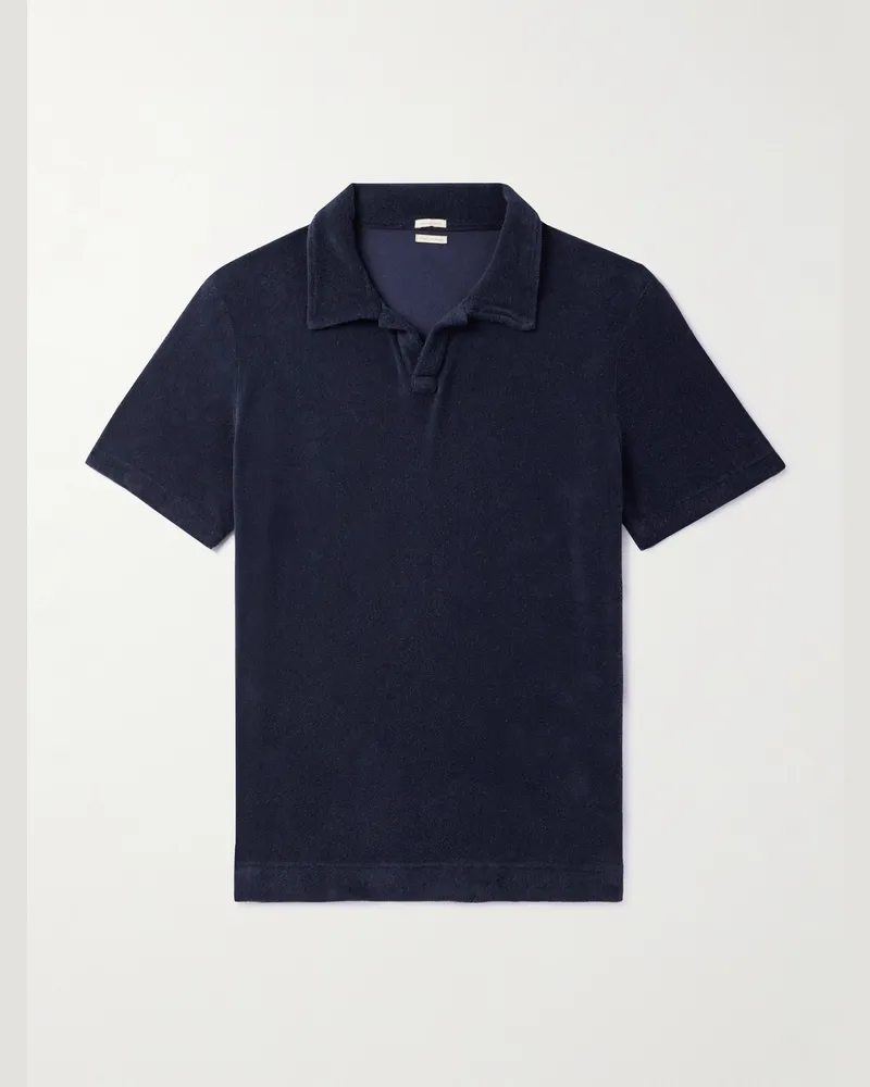 Massimo Alba Aruba Polohemd aus Frottee Blau