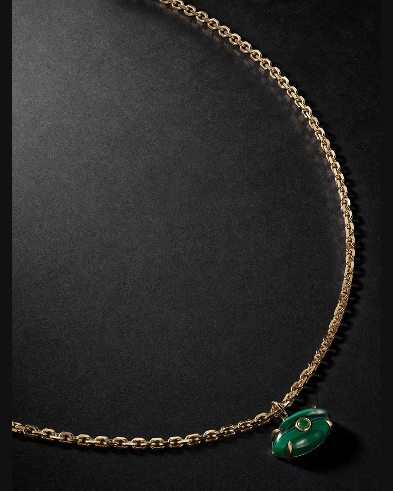 Sydney Evan Evil Eye Gold Malachite Necklace Green