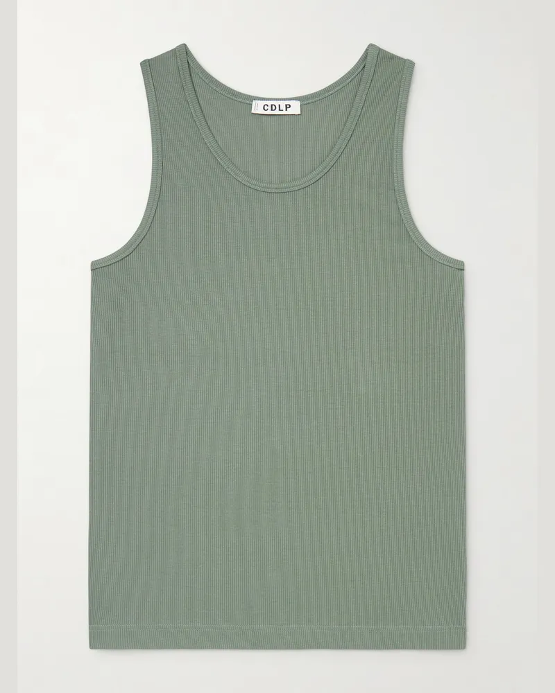 CDLP Tanktop aus geripptem Jersey aus einer Stretch-Tencel™-Lyocell-Baumwollmischung Grün