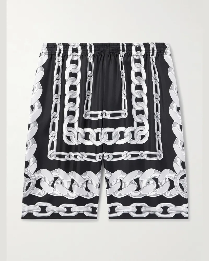 Versace Medusa weit geschnittene Shorts aus bedrucktem Seiden-Twill Schwarz