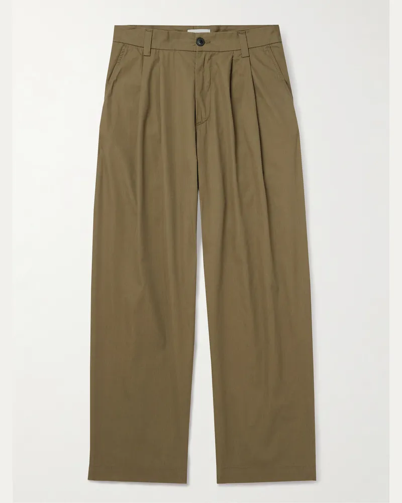AGOLDE Slater gerade geschnittene Hose aus Baumwoll-Twill mit Falten Grün