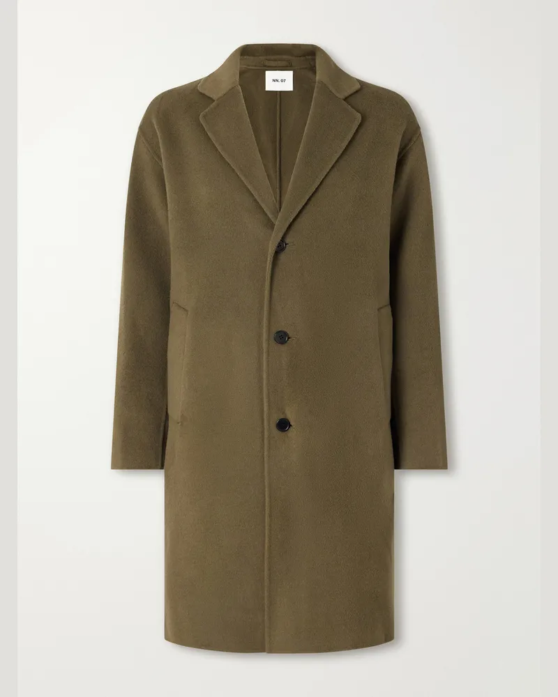 NN 07 Kendrick 8447 Brushed Woven Wool-Blend Coat Green