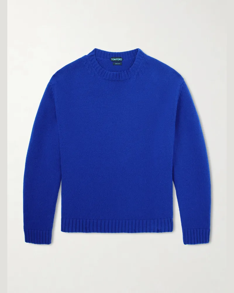 Tom Ford Wool and Cashmere-Blend Sweater Blue
