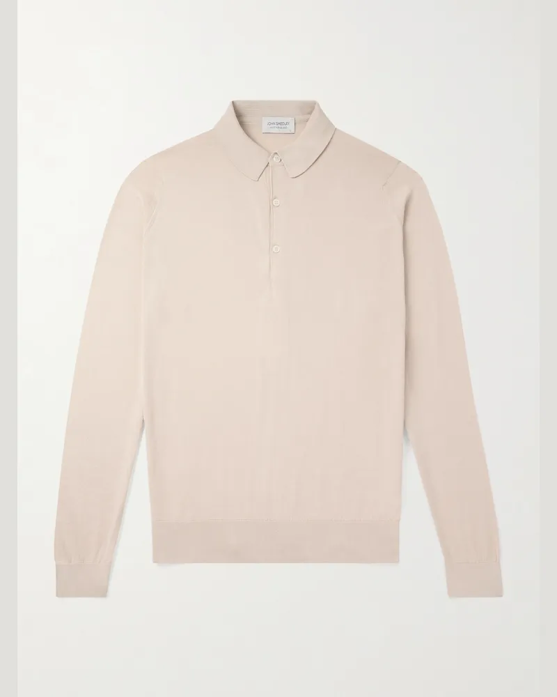John Smedley Bramwell schmal geschnittener Pullover aus Baumwolle mit Polokragen Neutral