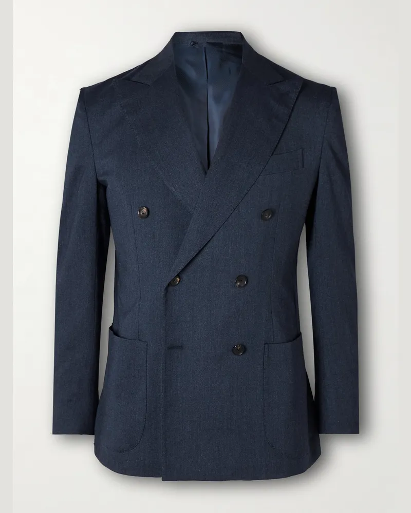 De Petrillo Doppelreihiges Sakko aus einer Kaschmirmischung Blau