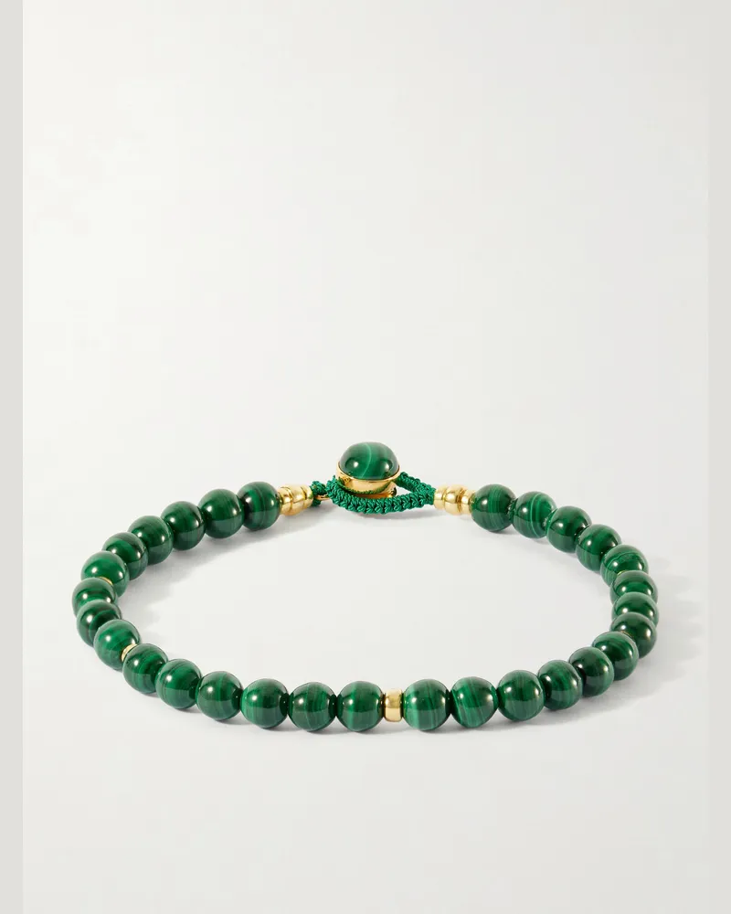 Mikia Circle 8 Gold-Plated Sterling Silver Malachite Beaded Bracelet Green