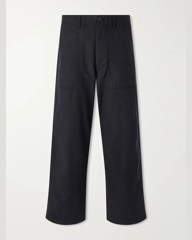 Ralph Lauren Wide-Leg Cotton-Canvas Trousers Black