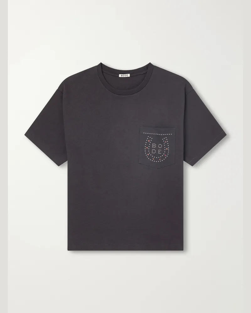 BODE Studded Cotton-Jersey T-Shirt Black
