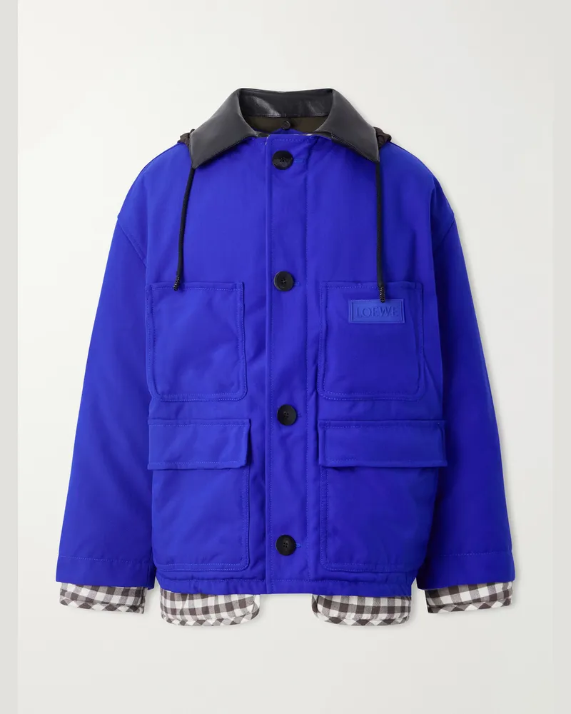 Loewe Leather-Trimmed CORDURA® Padded Jacket Blue