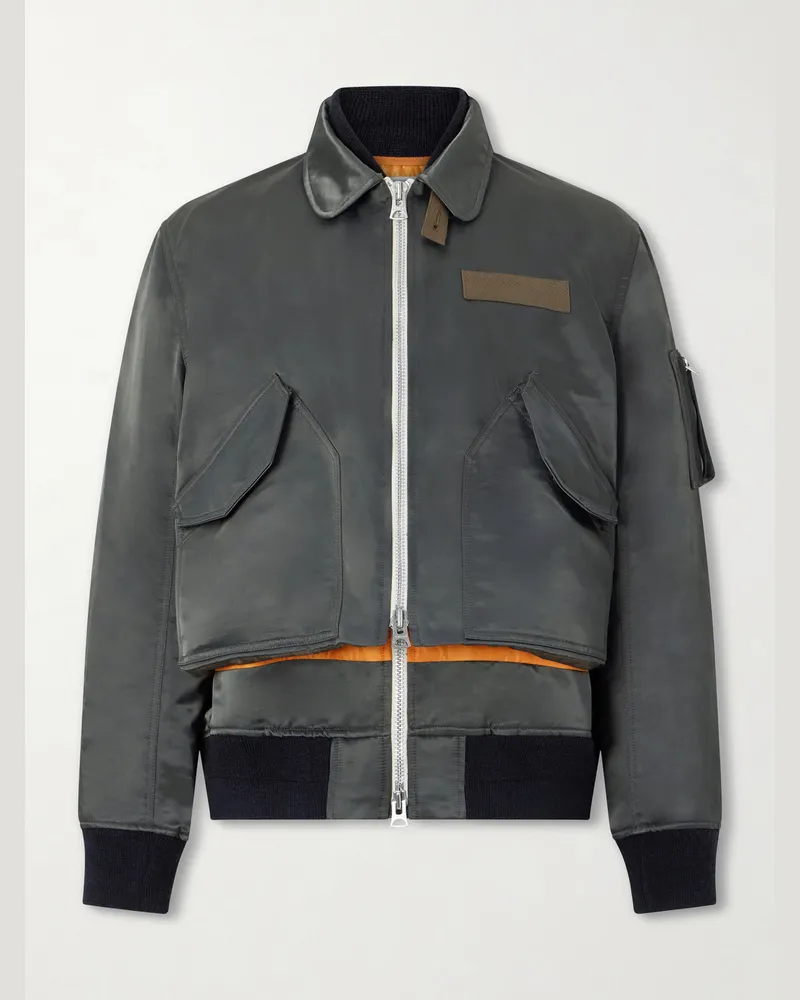 Sacai Cotton-Blend Twill Blouson Jacket Green