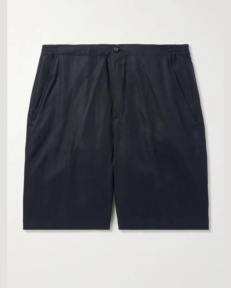 Loro Piana Straight-Leg Linen Shorts Blue