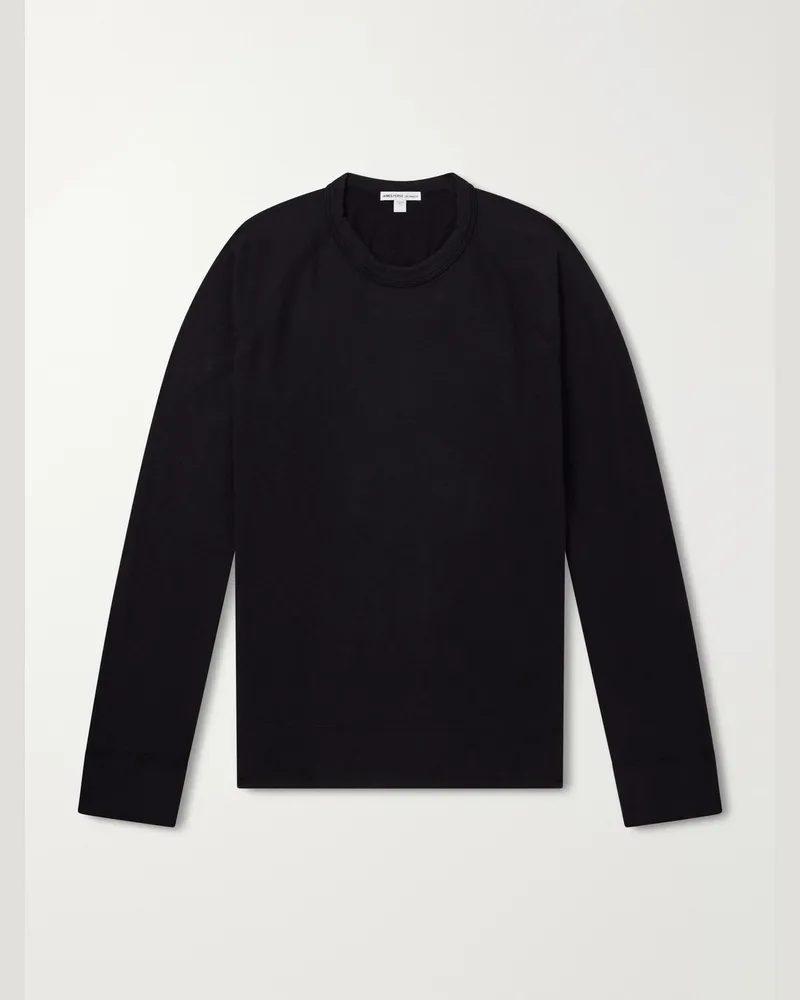James Perse Garment-Dyed Loopback Supima Cotton-Jersey Sweatshirt Black